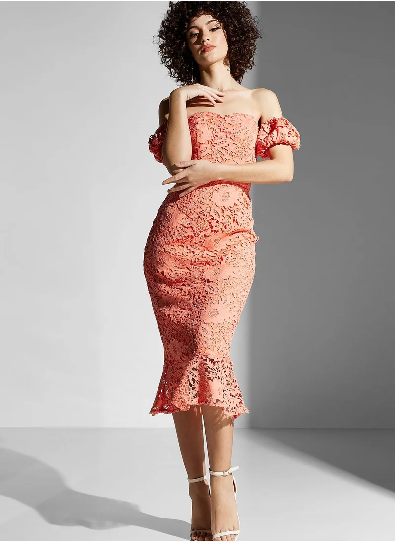 Chi-Chi London Bardot Sweetheart Neck Dress