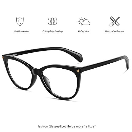 MEETSUN Non Prescription Glasses Frames For Women，Retro Cateye Fake Eyeglasses HD Clear Lens (Black Frame Clear Lens) - Image 3