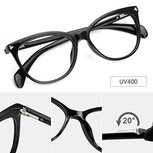 MEETSUN Non Prescription Glasses Frames For Women，Retro Cateye Fake Eyeglasses HD Clear Lens (Black Frame Clear Lens) - Image 4