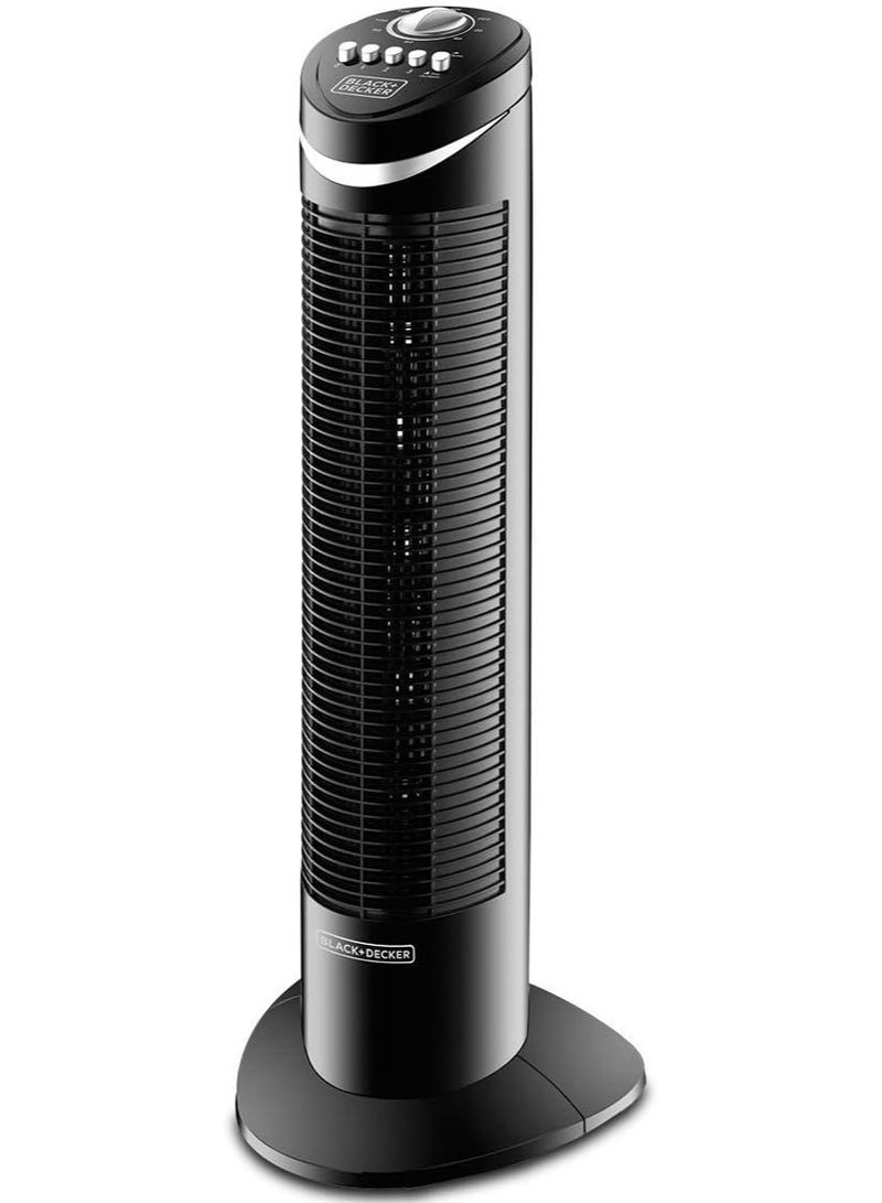 BLACK&DECKER 50W Tower Fan 3 Speeds Low/Medium/High 65, Wide Oscillation Adjustable Portable/Travel Friendly Design with 120 min Timer, For The Perfect Temperature  - Image 1