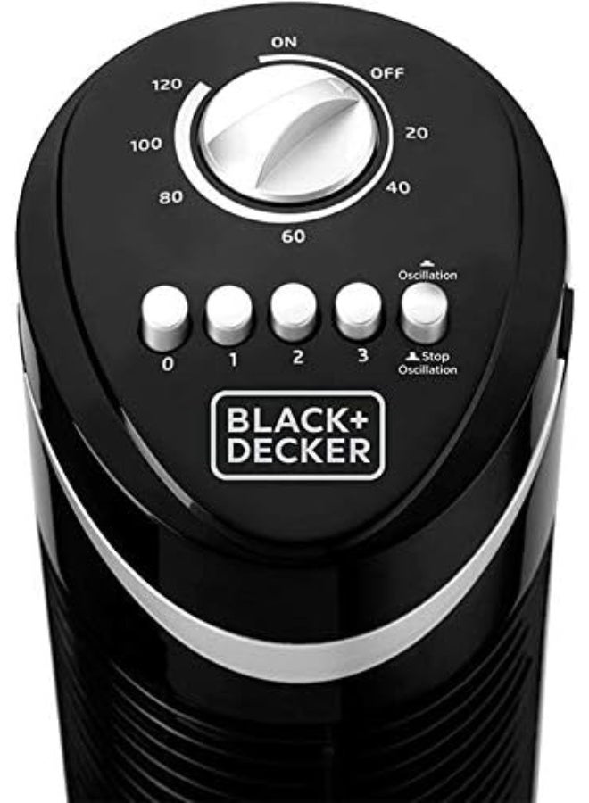 BLACK&DECKER 50W Tower Fan 3 Speeds Low/Medium/High 65, Wide Oscillation Adjustable Portable/Travel Friendly Design with 120 min Timer, For The Perfect Temperature  - Image 2