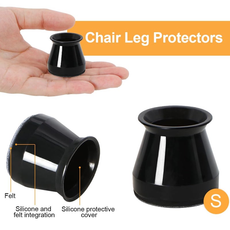 OASMU 32 Pcs Chair Leg Protectors For Hardwood Floors  Silicone Felt Furniture Leg Cover Pad For Protecting Floors From Scratches And Noise  Smooth Moving Small(Fit Round Diameter:5/16"" To 1-5/16"") - Image 3