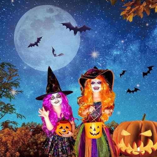 Msocio 5x7ft Polyester Halloween Backdrop Moonlight Pumpkin Fallen Leaves Photography Background for Birthday Baby Shower Trick or Treat Party Decoration Banner Photo Studio Props - Image 2