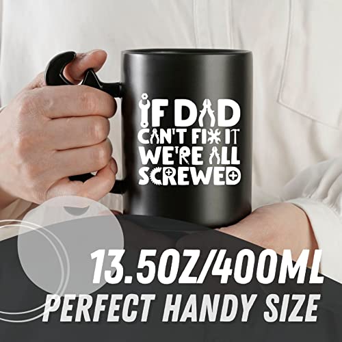 Onebttl Coffee Mug With Wrench Spanner Handle - Dad Gifts From Daughter and Son, 13.5oz Funny Ceramic Mug for Father's Birthday, Father's Day, Christmas - Dad Can Fix - Image 4