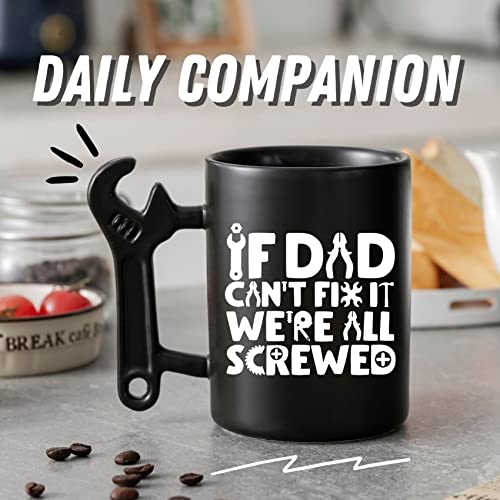 Onebttl Coffee Mug With Wrench Spanner Handle - Dad Gifts From Daughter and Son, 13.5oz Funny Ceramic Mug for Father's Birthday, Father's Day, Christmas - Dad Can Fix - Image 2