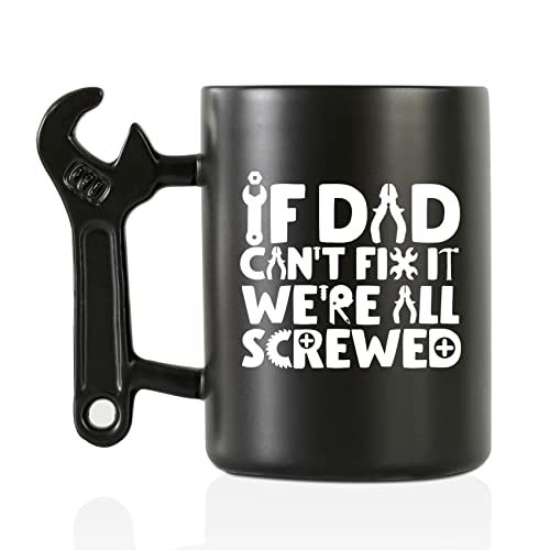 Onebttl Coffee Mug With Wrench Spanner Handle - Dad Gifts From Daughter and Son, 13.5oz Funny Ceramic Mug for Father's Birthday, Father's Day, Christmas - Dad Can Fix - Image 1
