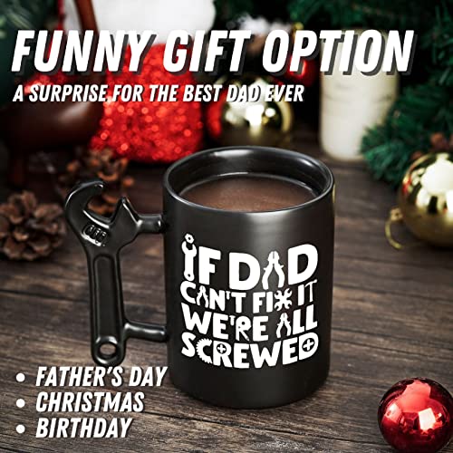Onebttl Coffee Mug With Wrench Spanner Handle - Dad Gifts From Daughter and Son, 13.5oz Funny Ceramic Mug for Father's Birthday, Father's Day, Christmas - Dad Can Fix - Image 3