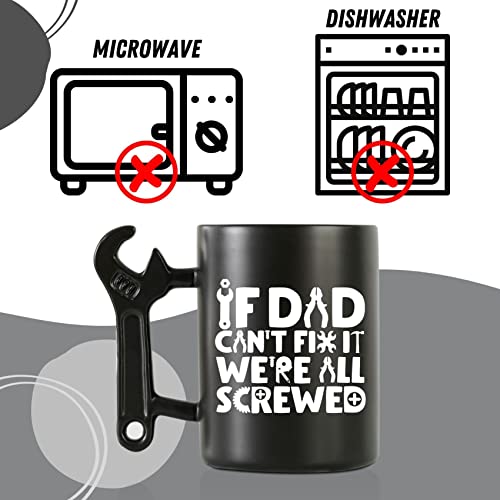 Onebttl Coffee Mug With Wrench Spanner Handle - Dad Gifts From Daughter and Son, 13.5oz Funny Ceramic Mug for Father's Birthday, Father's Day, Christmas - Dad Can Fix - Image 5
