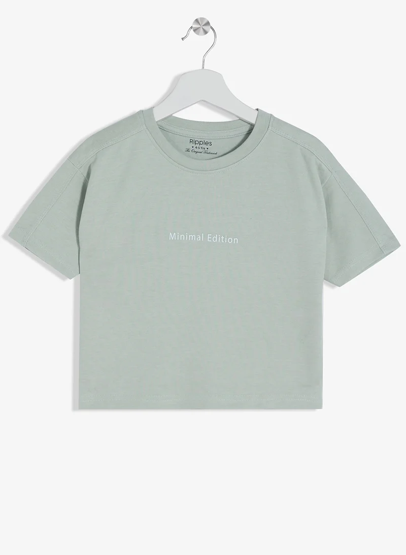 ريبلز مع نمشي طقم بناتي بلوزة بياقة دائرية وبنطلون واسع