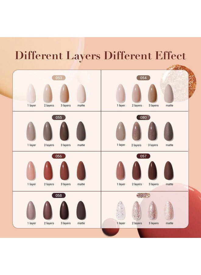 AZUREBEAUTY AZUREBEAUTY 8 Colors Brown Nude Glitter Nail Polish Set, Quick-Dry Vegan, Perfect for Women Manicure Nail Art DIY Salon  - Image 2