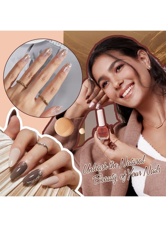 AZUREBEAUTY AZUREBEAUTY 8 Colors Brown Nude Glitter Nail Polish Set, Quick-Dry Vegan, Perfect for Women Manicure Nail Art DIY Salon  - Image 3