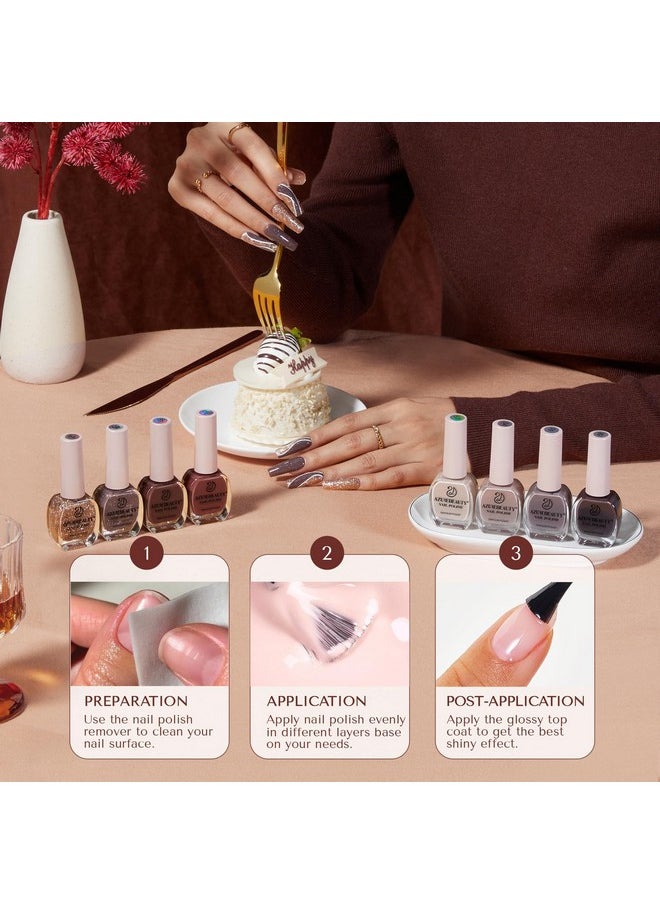AZUREBEAUTY AZUREBEAUTY 8 Colors Brown Nude Glitter Nail Polish Set, Quick-Dry Vegan, Perfect for Women Manicure Nail Art DIY Salon  - Image 5