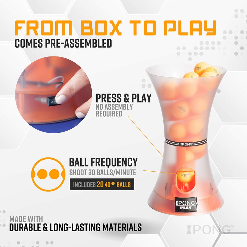 JOOLA iPong Play Table Tennis Trainer Robot with 20 ABS Training Balls, Orange - Image 4