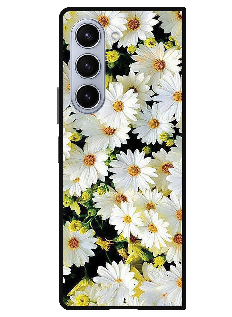 Theodor Protective Case Anti Scratch Shock Proof Bumper Cover For Samsung Galaxy Z Fold 5 White Flowers - Image 1