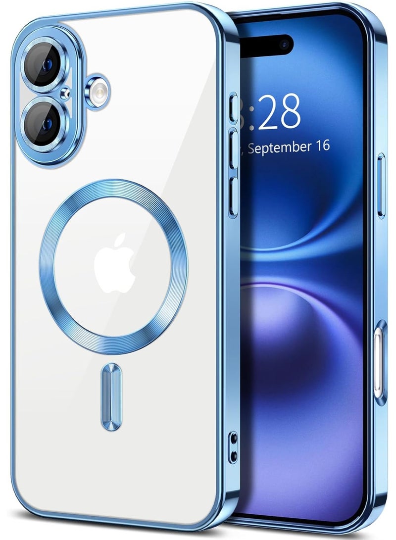 Magnetic for iPhone 17, Case Clear, [Compatible with Magsafe, Built-in Camera Lens Protector], Soft Slim Phone Case Cover for iPhone 17 - Sky Blue