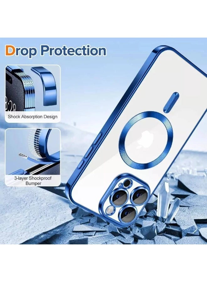 أكاليكس جراب مغناطيسي شفاف لهاتف آيفون 17، متوافق مع ماج سيف، مزود بواقي عدسة كاميرا مدمج، غطاء هاتف ناعم ونحيف لهاتف آيفون 17 - أزرق سماوي - Image 4