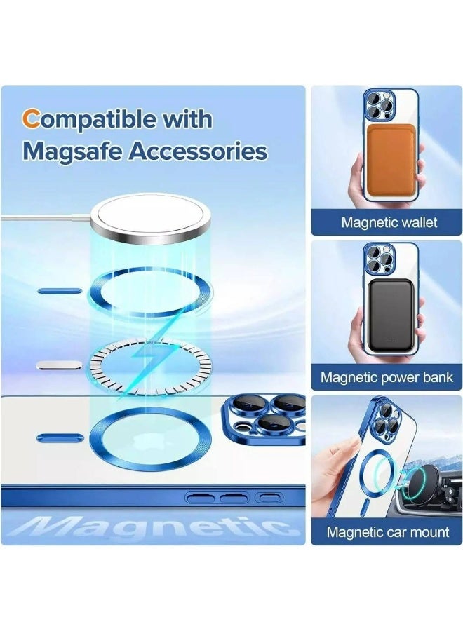 أكاليكس جراب مغناطيسي شفاف لهاتف آيفون 17، متوافق مع ماج سيف، مزود بواقي عدسة كاميرا مدمج، غطاء هاتف ناعم ونحيف لهاتف آيفون 17 - أزرق سماوي - Image 2