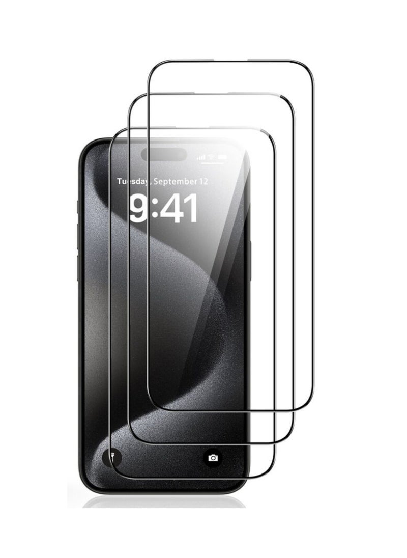 DIGI CORE - iPhone 15 Pro Max Screen Protector 3 Pack 6.7 Inch 2.5D Curved Edges With iPhone 15 Pro Max Camera Lens Protector And Anti-Scratch iPhone Back PVC Clear Sheet Set (White Titanium, iPhone 15 Pro Max) - Image 1