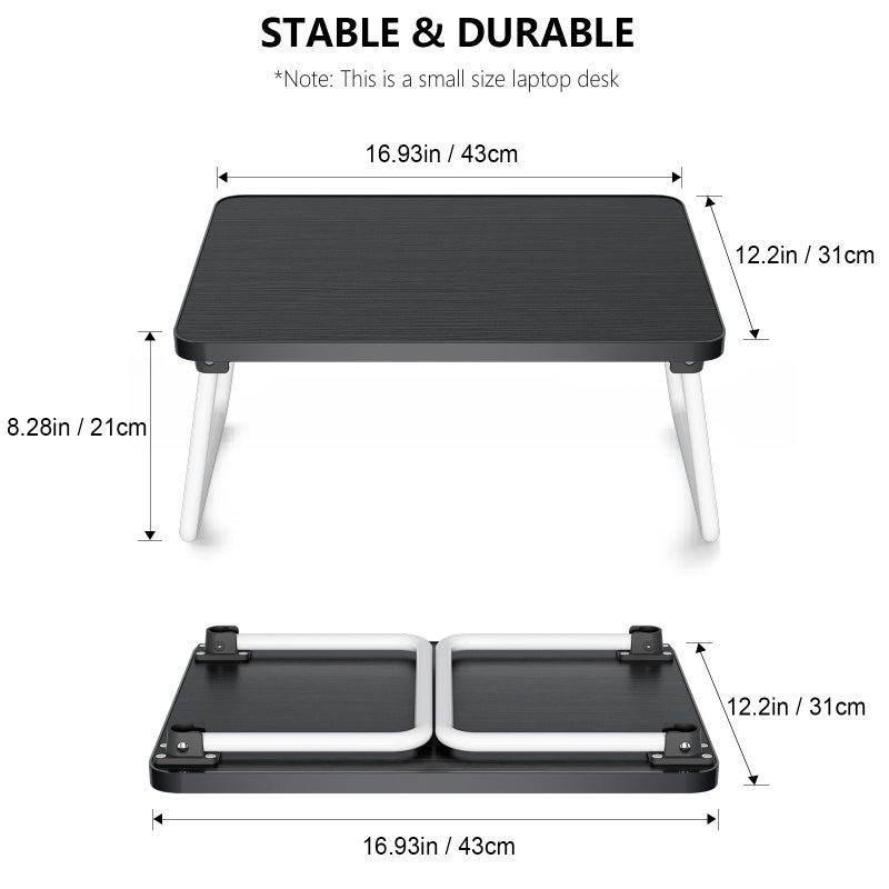 promitop Lap Desks Laptop Tray for Bed or Couch,Portable Breakfast Serving Tray with Folding Legs,Foldable & Lightweight Mini Table, Laptop Stand for Working, Reading and Writing,Black - Image 3