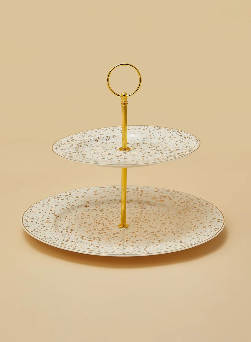 Bombay Duck Two Tier Gold Patterned Cake Stand