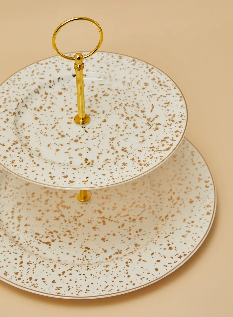 Bombay Duck Two Tier Gold Patterned Cake Stand