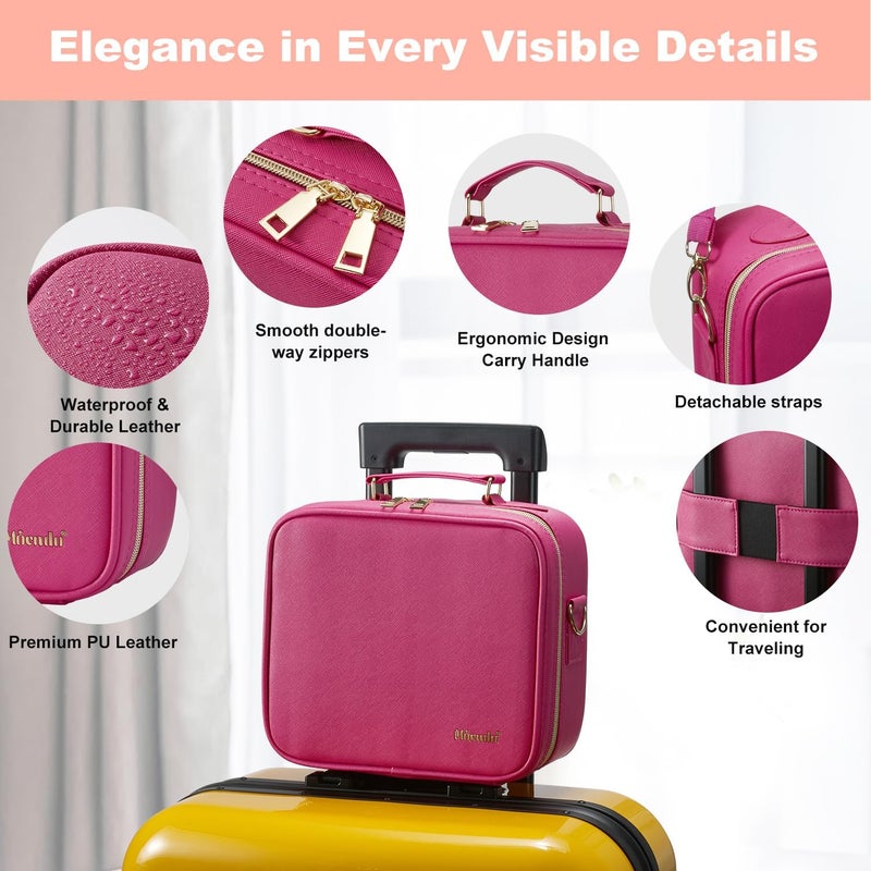 Mocado Travel Makeup Bag with LED Lighted Mirror,Travel Makeup Organizer,Makeup Case with 3 Color Lighted Setting and 10x Magnifying Mirror,Portable Storage and Adjustable Dividers Makeup Box(Violet) - Image 2