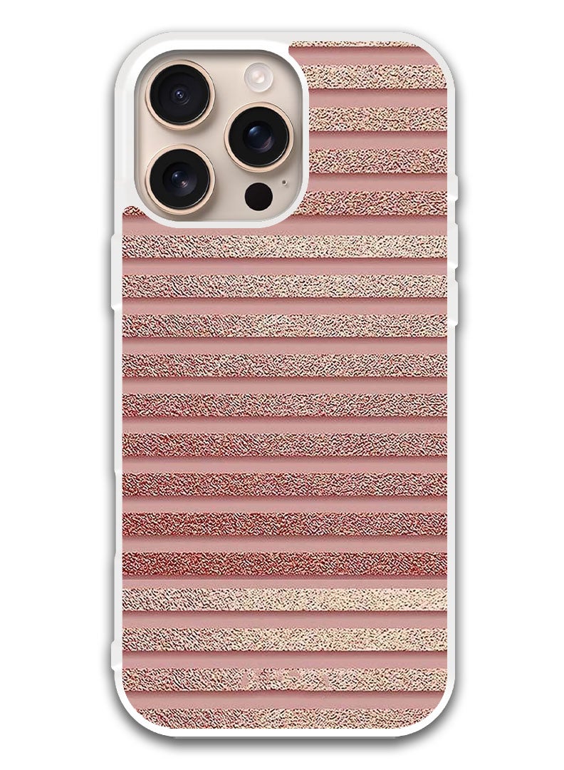 Theodor Protective Case Cover For APPLE IPHONE 16 Pro Pink Glitter Strips  (White Bumper) - Image 1