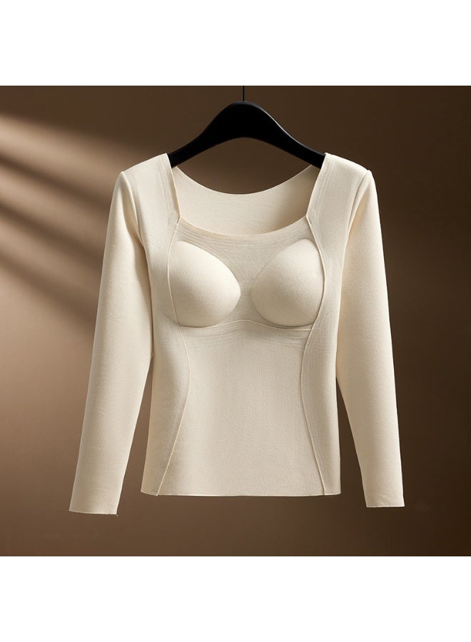 NIBEMINENT ملابس داخلية حرارية للنساء وسادات صدر بدون آثار سميكة ومزودة بقمصان حرارية بأكمام طويلة - Image 1