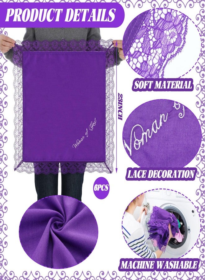Velmitten 6 Pack 23 inch Women Sashes with Lace Satin Christian Sashes for Hen Party, purple, 23 x 23 inches - Image 3