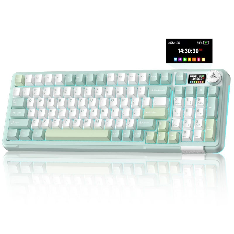 SOLAKAKA A99 Pro Wireless Mechanical Keyboard with BT5.0/2.4GHz/USB-C, LCD Screen & Metal Knob, Gasket-Mounted Gaming Keyboard, Full Hot-Swappable, RGB Creamy Keyboard for Win/Mac - Image 1