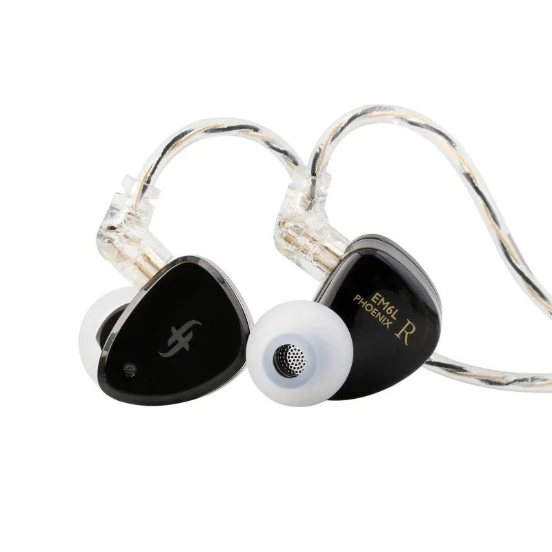 كي زد كابل وموصل Simgot EM6L Hifi in-Ear Monitor Earphones 1DD + 4BA Hybrid Driver IEMs with Detachable OFC Silver Cable for Musician Audiophile 1013612 - Image 3