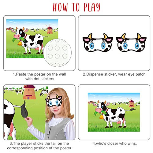ASTARON Pin The Tail on The Cow Game with 30 Tail Stickers for Farm Birthday Supplies Pin Game Boys Girls Animal Party Favors Christmas Decorations Home Wall Decor - Image 5