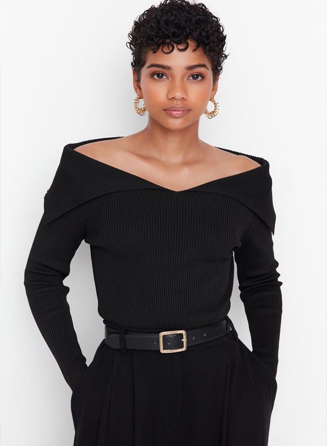 trendyol Black Carmen Collar Knitwear Sweater - Image 2