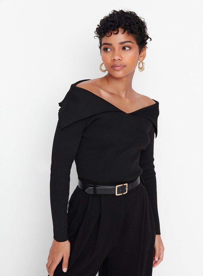 trendyol Black Carmen Collar Knitwear Sweater - Image 1