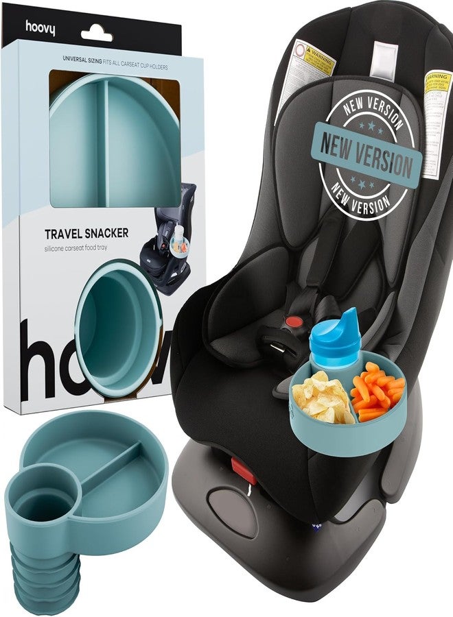 Hoovy Silicone Cup Holder Tray for Car Seat, Booster Seat, Stroller - Carseat Snack Trays for Kids Travel - Cup Holders Food Tray - Sharkskin 1 Pack - Image 1