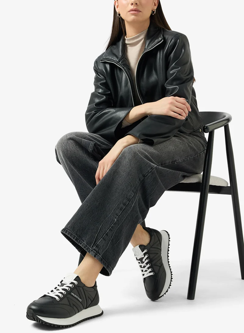 Valentino By Mario Valentino 550-BLACK Lace Up  Low Top Sneakers for Women | Best Price UAE