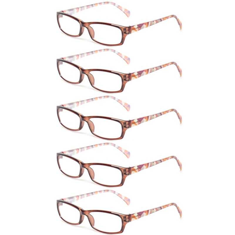 Kerecsen Reading Glasses 5 Pairs Fashion Ladies Readers Spring Hinge with Pattern Print Eyeglasses for Women 5 Brown 175 x - Image 2