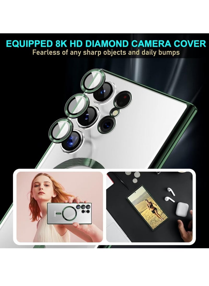 TIGER Case Compatible with Samsung Galaxy S25 Ultra (6.8") || Clear Magnetic Case with Wireless Charging Support – Camera Protection & Soft TPU Cover – Shockproof, Scratch-Resistant, Anti-Yellowing Slim Case for Galaxy S25 Ultra Green - Image 4