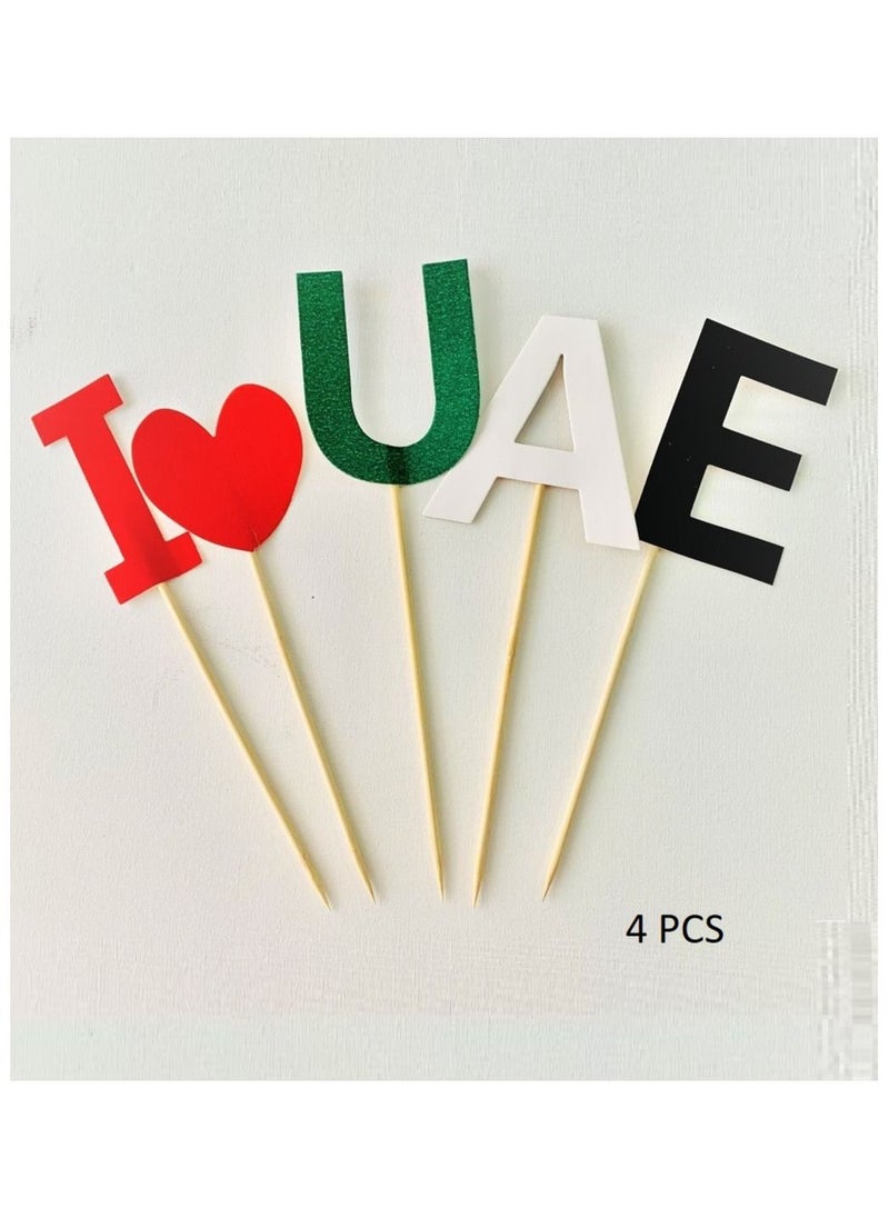 Boxwoods I Love UAE Cake Toppers 4 PCS For UAE National Day  - Image 2