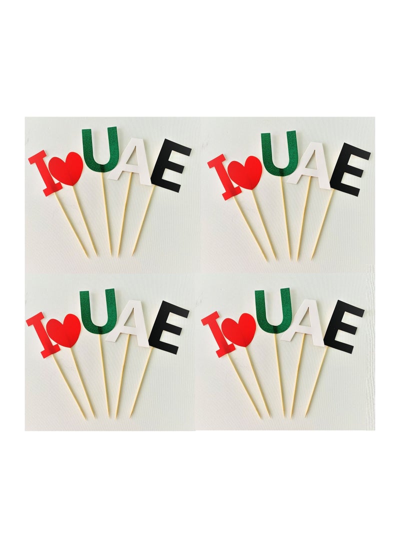 Boxwoods I Love UAE Cake Toppers 4 PCS For UAE National Day  - Image 1