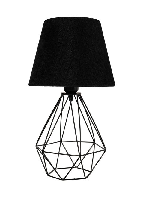 Distinctive And Elegant Table Lamp Shade With A Unique Fabric Shade And Black Metal