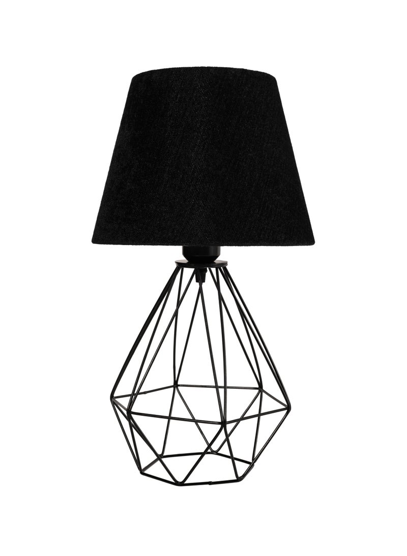 الروضة للإضاءة اباجورة شكل مميز وانيق بشابوة قماش فريد معدن - اباجورة مودرن لغرف النوم والمعيشة | اللون: اسود × اسود | المقاس: 45x25x25 سم - Image 1