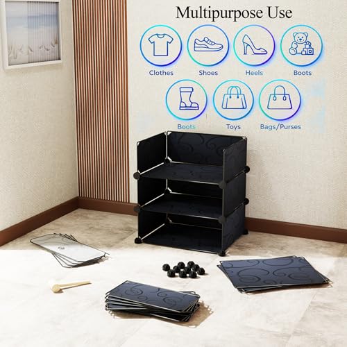 AYSIS Premium Modular Plastic Shoe Rack for Home with Door | 𝟓-𝐓𝐢𝐞𝐫 Stackable Shoe Organizer | Waterproof & Dustproof | Space Saving Storage for Home, Bedroom & Entryway【Grey, 5-Shelf-5-Door】 - Image 4