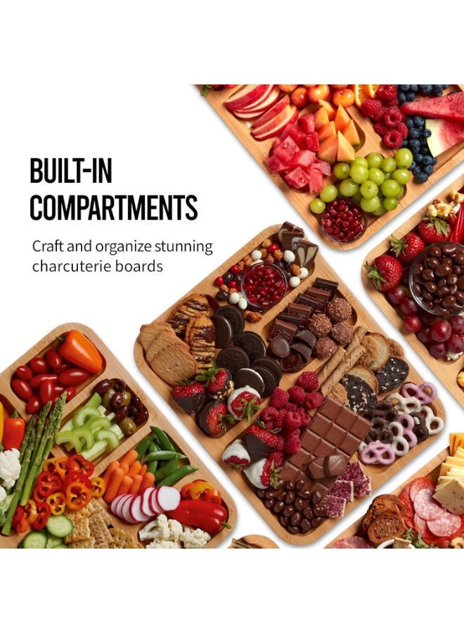 YQbest لوح تقطيع من الخيزران مع أقسام مدمجة وغطاء قفل شفاف، مثالي للجبن والوجبات الخفيفة وتحضير الطعام والتقديم - Image 4