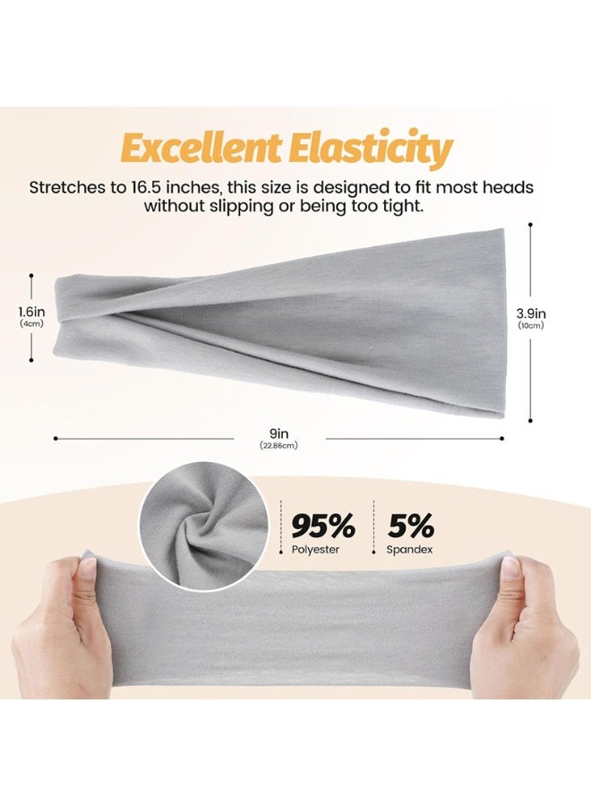 عصابات الرأس للنساء - عبوة من 6 عصابات شعر عريضة ومرنة | عصابات شعر مطاطية ممتدة وعصابات عرق | عصابات رأس ناعمة ورفيعة للرياضة | عصابات إكسسوارات غير قابلة للانزلاق للموضة وغسل الوجه والتمارين واليوغا والاستخدام اليومي - Image 2