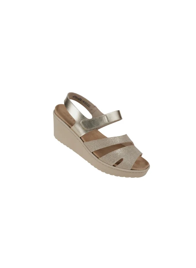 221-384 Zayna Ladies Wedge Backstrap  Sandals Milan 21511T Gold