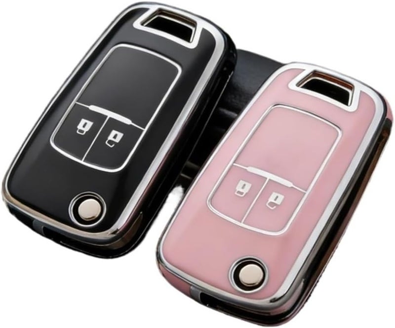 2pcs TPU Car Key Case Covers for fit for Cruze, Spark, Orlando, Malibu, Astra J, Corsa D E, Mokka(Black pink) - Image 1