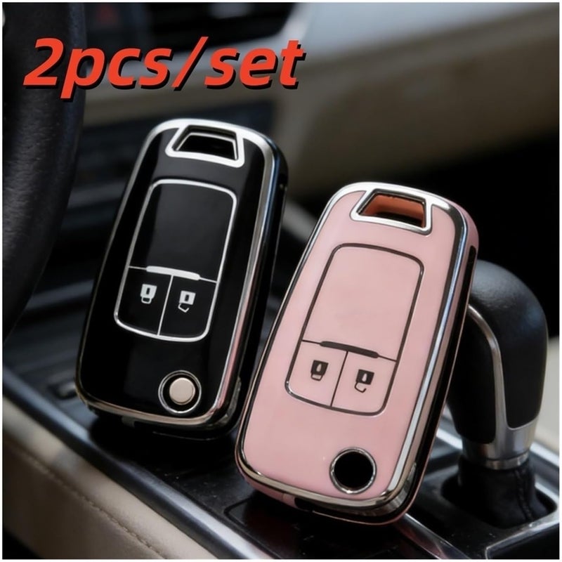 2pcs TPU Car Key Case Covers for fit for Cruze, Spark, Orlando, Malibu, Astra J, Corsa D E, Mokka(Black pink) - Image 2
