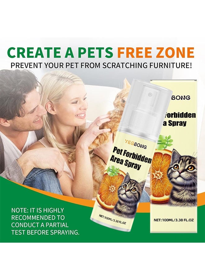 ييبونغ رذاذ منطقة محظورة للحيوانات الأليفة، رذاذ طارد للقطط برائحة الحمضيات - طارد طبيعي يمنع الخدش للأثاث، الأرائك والمناطق المحظورة، رذاذ تدريب برائحة البرتقال لإبعاد القطط (تركيبة آمنة للحيوانات الأليفة، 100 مل) - Image 2