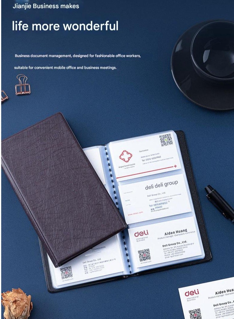 Deli Professional Business Card Book Holder Organizer, 180 Card Capacity Card Binder PU Leather Name Card Credit Cards Booklet - Image 5